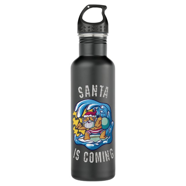 Santa is coming by Surfboard 710 Ml Water Bottle (Front)