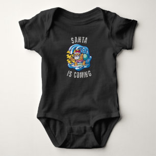 Santa is coming by Surfboard Baby Bodysuit