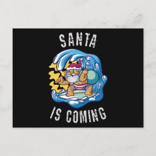 Santa is coming by Surfboard Postcard