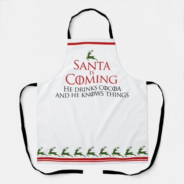 Santa Is Coming | Funny Christmas Apron (Front)