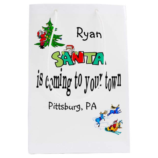 Santa is coming to town  Christmas Gift Bags (Front)