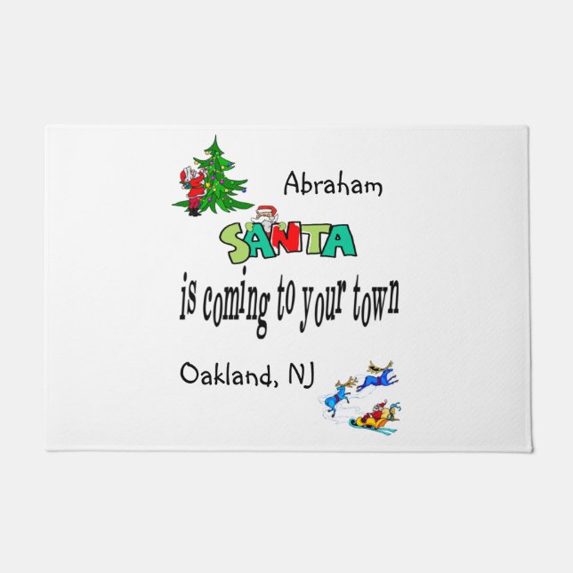 Santa is Coming to Town Christmas Matt Doormat (Front)