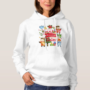Santa Is Coming To Town - Cute Cows Holiday Party Hoodie