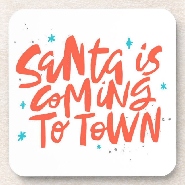 Santa is Coming to Town Holiday Design Coaster (Front)