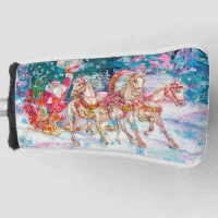 Santa is Coming with Joyful Horses Golf Head Cover | Zazzle