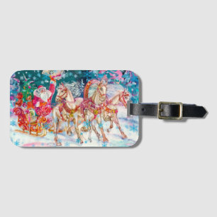 Santa is Coming with Joyful Horses Luggage Tag