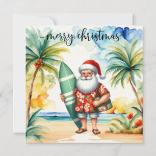 Santa is going to Surf  Card