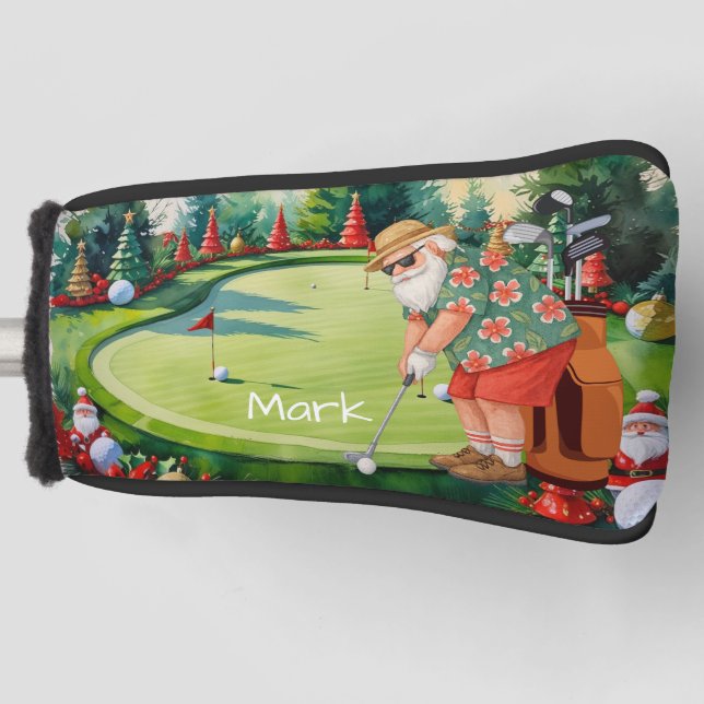 Santa is golfing Hawaii Shirt Golf Head Cover (Front)