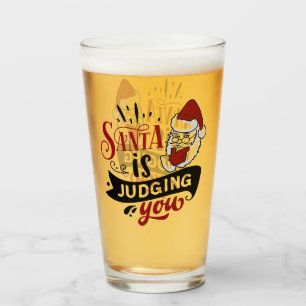 Santa is Judging You   Funny Christmas Holiday Glass