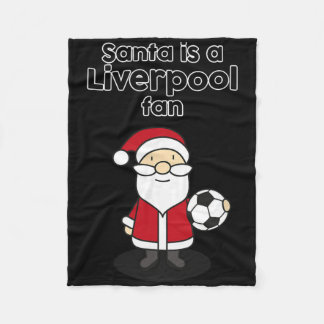 Santa Is Liverpool Football Fan Funny Soccer Chris Fleece Blanket