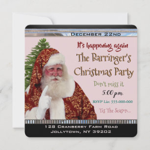 Santa is on His Way Christmas Party Invitation
