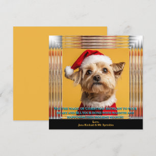 Santa is on His Way Yorkie Christmas Photo Invitation