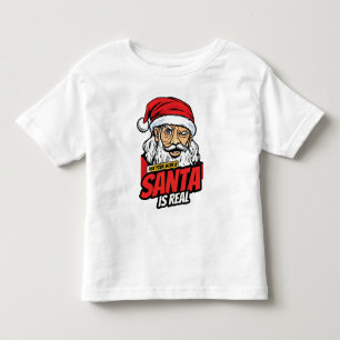 Santa Is Real – Ask Your Mom Pop Art Winking Santa Toddler T-shirt