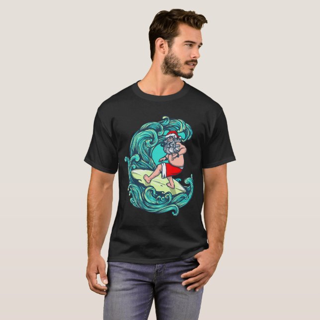 Santa is surfing - christmas shirt for surfers (Front Full)
