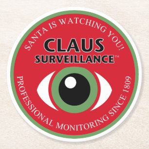 Santa is Watching Round Paper Coaster