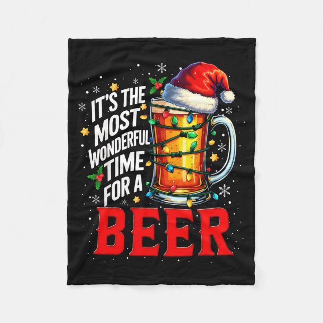 Santa It's The Most Wonderful Time For A Beer Chri Fleece Blanket (Front)