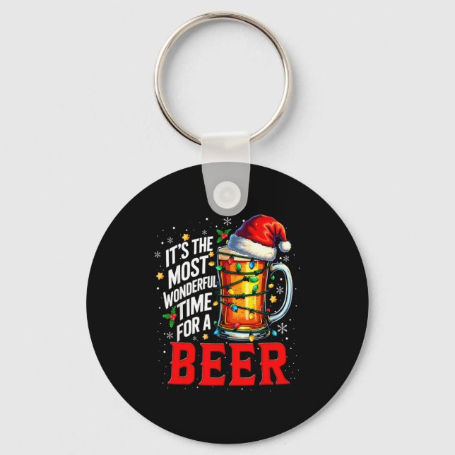 Santa It's The Most Wonderful Time For A Beer Chri Keychain (Front)