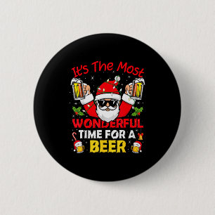 Santa It's The Most Wonderful Time For A Beer Funn 2 Inch Round Button