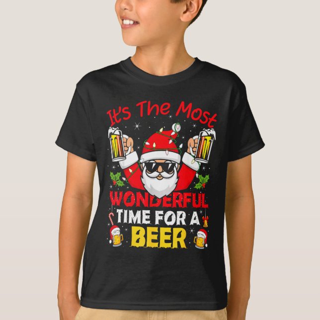 Santa It's The Most Wonderful Time For A Beer Funn T-Shirt (Front)