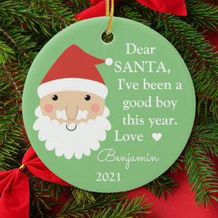 Santa I've Been Good Boy Photo Christmas Ceramic Ornament