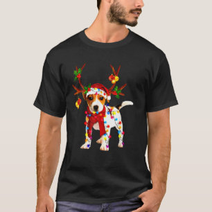 Santa Jack Russell Gorgeous Reindeer Light Christm T-Shirt