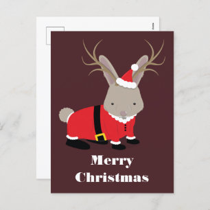 Santa Jackalope Christmas Holiday Postcard
