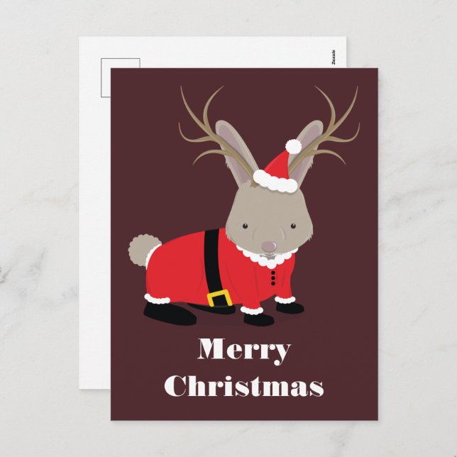 Santa Jackalope Christmas Holiday Postcard (Front/Back)
