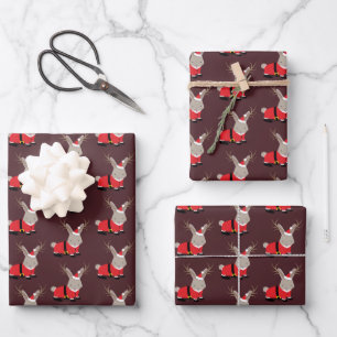 Santa Jackalope Purple Novelty Christmas Wrapping  Paper Sheet