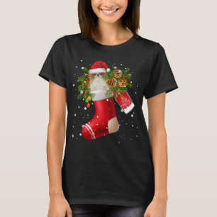 Santa Japanese Chin In Christmas Sock Pajama T-Shirt