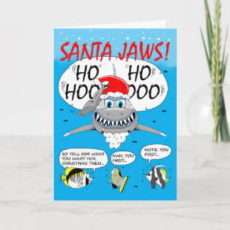 SANTA JAWS! Christmas greeting card. Shark fun. Holiday Card