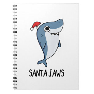 Santa Jaws Funny Shark Christmas Pun Notebook