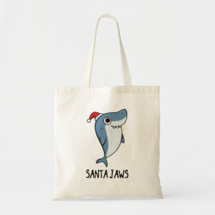 Santa Jaws Funny Shark Christmas Pun Tote Bag