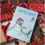 Santa Jaws Great White Christmas Shark  Holiday Card<br><div class="desc">This design may be personalized in the area provided by changing the photo and/or text. Or it can be customized by clicking Personalize this Template and then choosing the click to customize further option and delete or change the colour of the background, add text, change the text colour or style,...</div>