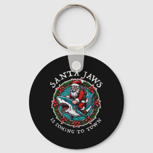 Santa Jaws Is Coming To Town Christmas Santa Jaws Keychain