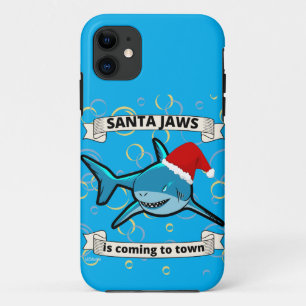 SANTA JAWS IS COMING TO TOWN funny christmas shark iPhone 11 Case