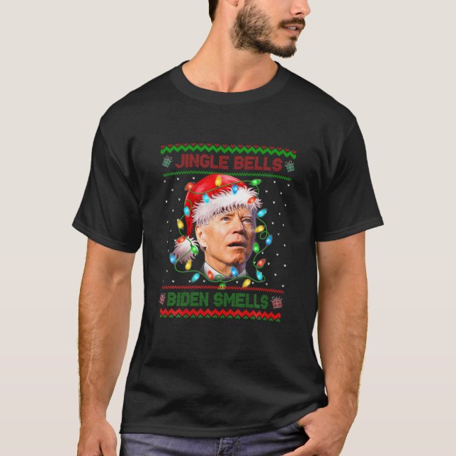 Santa Joe Biden Christmas Jingle Bells Biden Smell T-Shirt (Front)