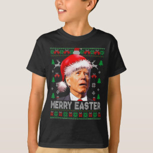 Santa Joe Biden Funny Merry Easter Christmas Ugly  T-Shirt