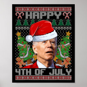 Santa Joe Biden Happy 4th Of July Ugly Christmas s Poster