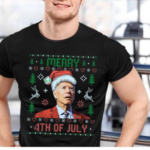 Santa Joe Biden Happy 4th of July Ugly Christmas T-Shirt