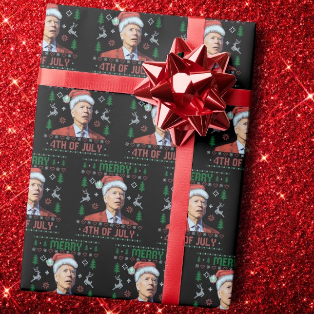 Santa Joe Biden Happy 4th of July Ugly Christmas  Wrapping Paper (Creator Uploaded)