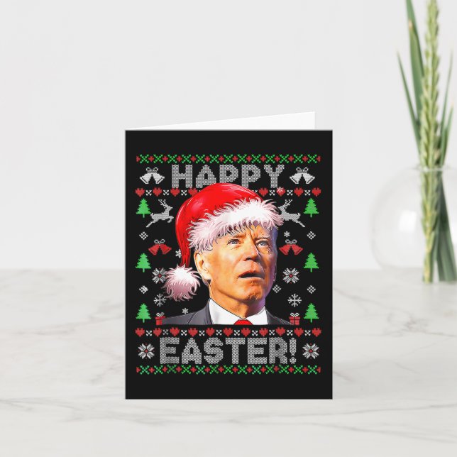 Santa Joe Biden Happy Easter Ugly Christmas 1  Card (Front)