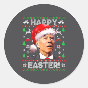 Santa Joe Biden Happy Easter Ugly Christmas Classic Round Sticker