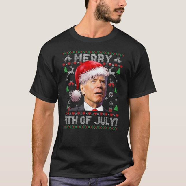 Santa Joe Biden Merry 4Th Of July Ugly Sweater (ON (Front)