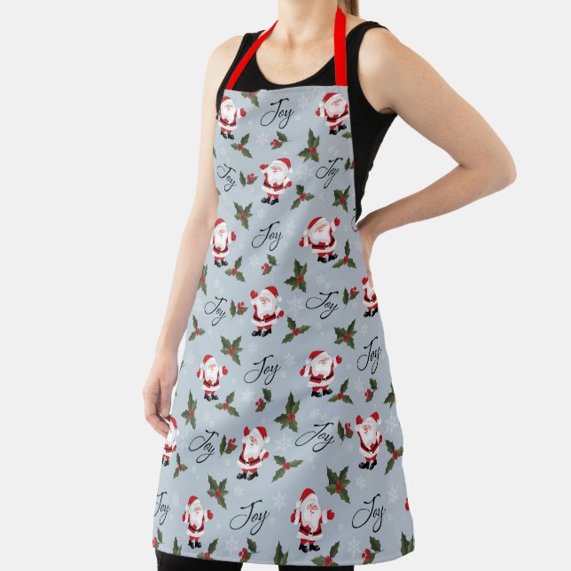Santa, Joy and Christmas Holly Apron (Insitu)