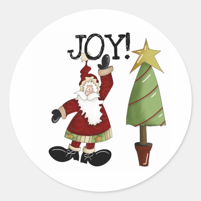 Santa Joy Christmas Holiday Classic Round Sticker (Front)