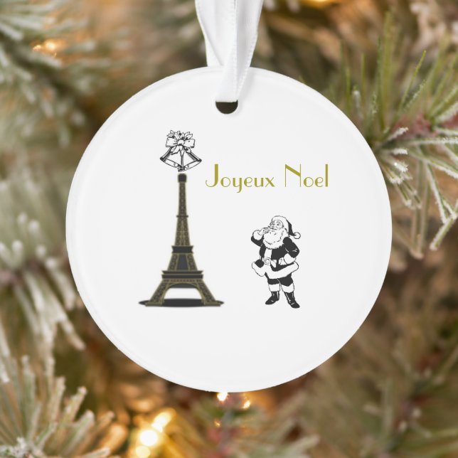 Santa Joyeux Noel Eiffel Tower Paris Christmas  Ornament (Tree)