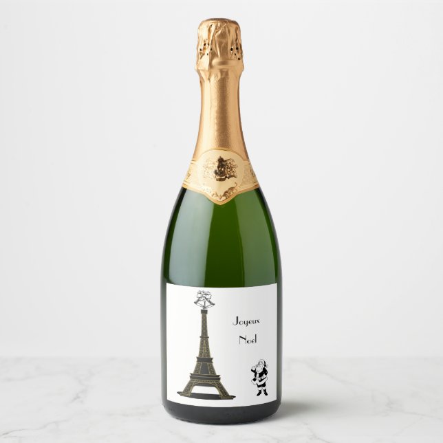 Santa Joyeux Noel Paris French Christmas Sparkling Wine Label (Front)
