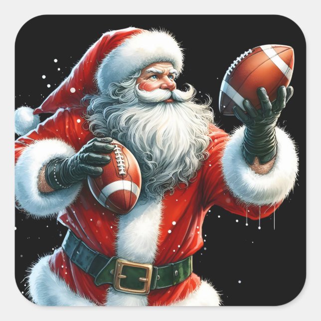 Santa Juggling Footballs for Christmas Square Sticker (Front)