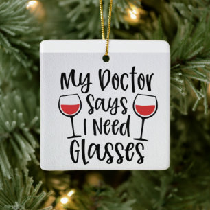 SANTA JUST BRING THE *WINE* THIS CHRISTMAS CERAMIC CERAMIC ORNAMENT