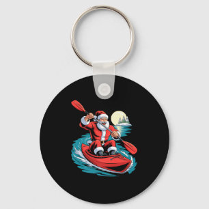 Santa Kayaking Lover Funny Holiday Christmas Xmas  Keychain